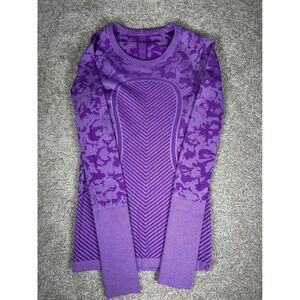 Lululemon Purple Swiftly Tech 2.0 Floral Long Sleeve Top Thumbholes Size 4